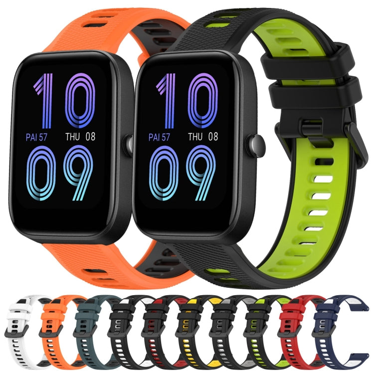 For Amazfit Bip3 20mm Sports Two-Color Silicone Watch Band(Olive Green + Black) -  by PMC TechLife | Online Shopping South Africa | PMC TechLife