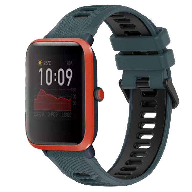For Amazfit Bip 1S 20mm Sports Two-Color Silicone Watch Band(Olive Green + Black) -  by PMC TechLife | Online Shopping South Africa | PMC TechLife