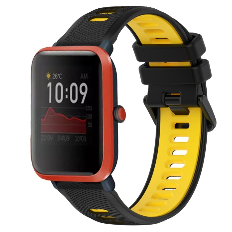 For Amazfit Bip 1S 20mm Sports Two-Color Silicone Watch Band(Black+Yellow) -  by PMC TechLife | Online Shopping South Africa | PMC TechLife