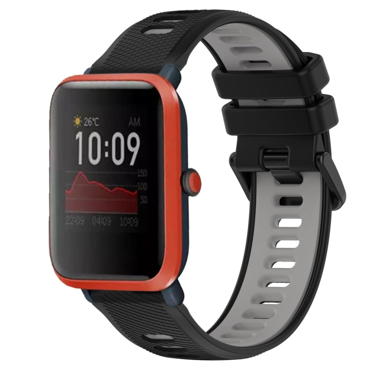 For Amazfit Bip 1S 20mm Sports Two-Color Silicone Watch Band(Black+Grey) - Smart Wear by PMC TechLife | Online Shopping South Africa | PMC TechLife