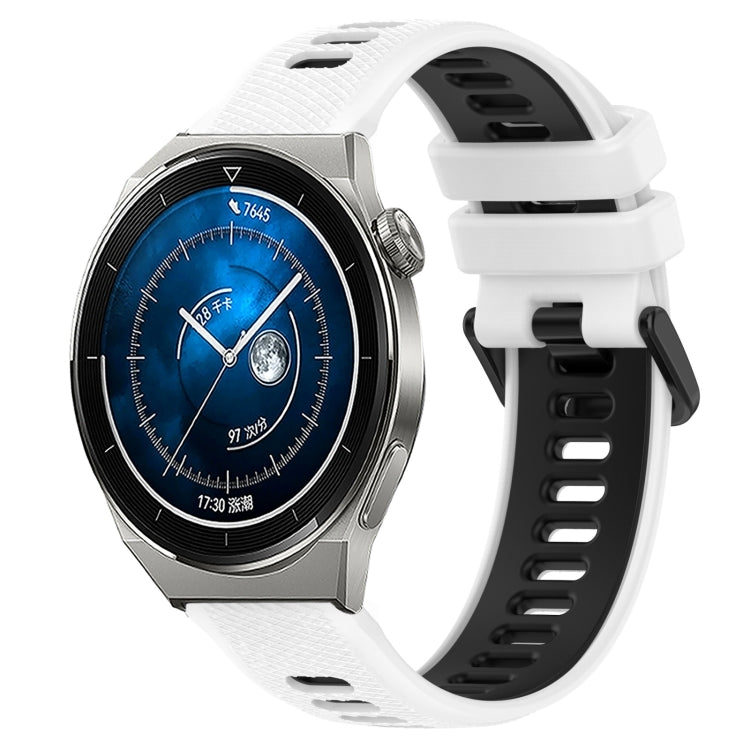 For Huawei Watch GT3 Pro 43mm 20mm Sports Two-Color Silicone Watch Band(White+Black) - Smart Wear by PMC TechLife | Online Shopping South Africa | PMC TechLife