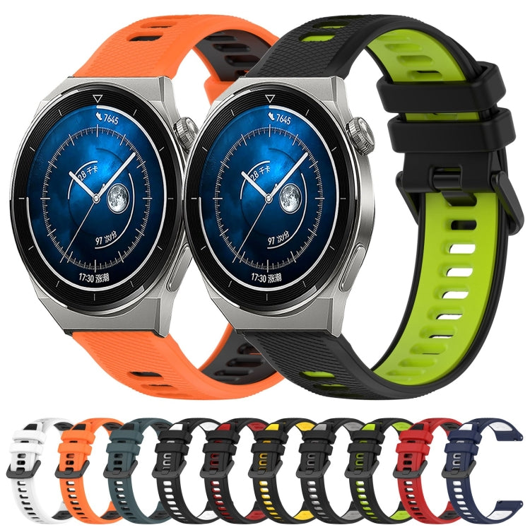 For Huawei Watch 2 20mm Sports Two-Color Silicone Watch Band(Black+Green) - Smart Wear by PMC TechLife | Online Shopping South Africa | PMC TechLife
