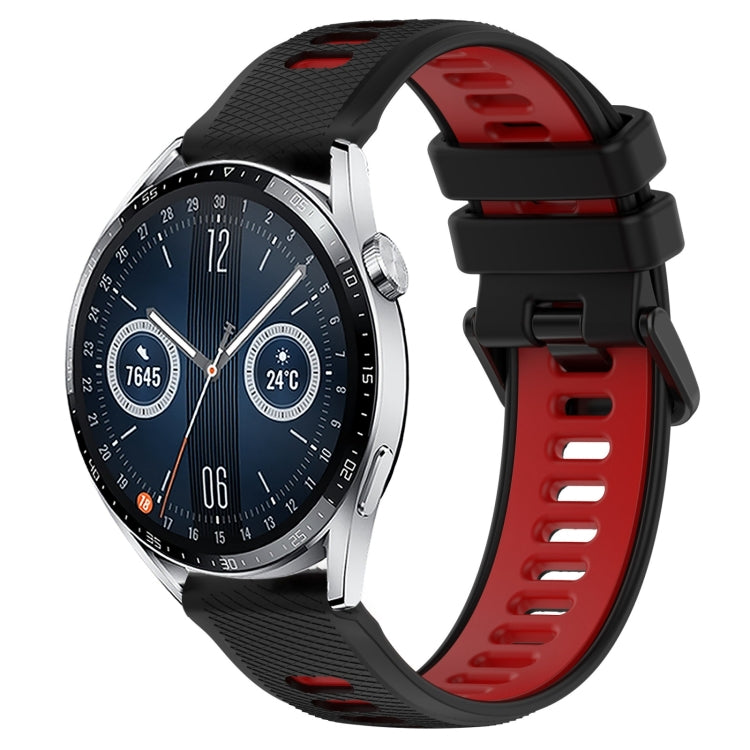 For Huawei Watch GT3 42mm 20mm Sports Two-Color Silicone Watch Band(Black+Red) - Smart Wear by PMC TechLife | Online Shopping South Africa | PMC TechLife