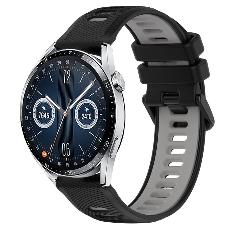 For Huawei Watch GT3 42mm 20mm Sports Two-Color Silicone Watch Band(Black+Grey) - Smart Wear by PMC TechLife | Online Shopping South Africa | PMC TechLife