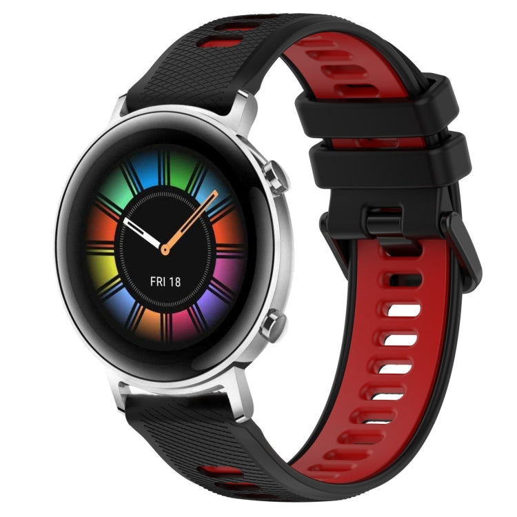 For Huawei Watch GT2 42mm 20mm Sports Two-Color Silicone Watch Band(Black+Red) - Smart Wear by PMC TechLife | Online Shopping South Africa | PMC TechLife