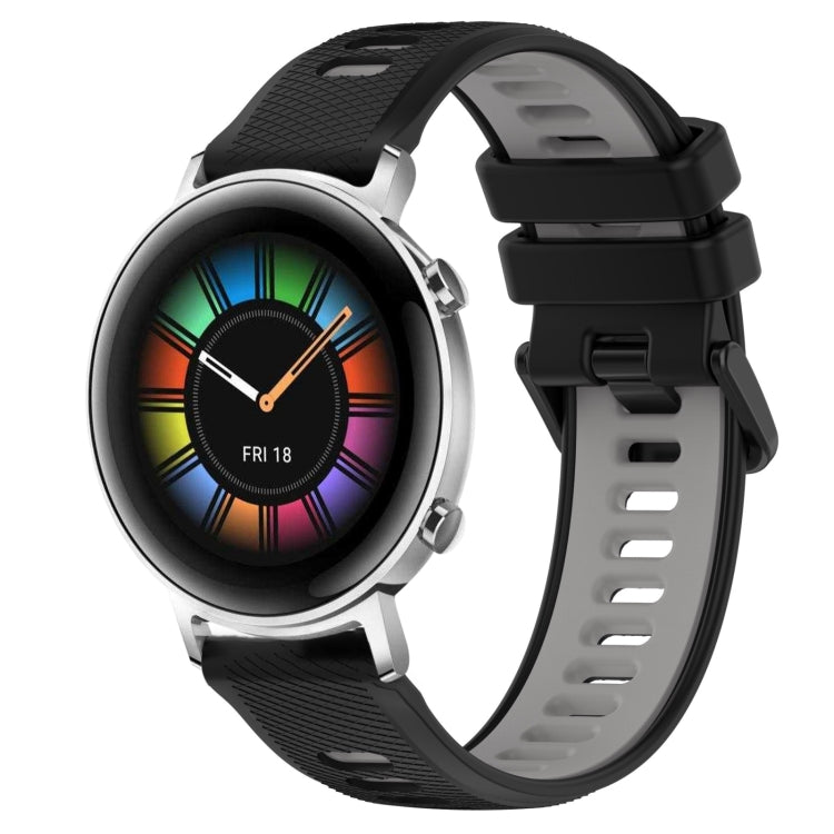 For Huawei Watch GT2 42mm 20mm Sports Two-Color Silicone Watch Band(Black+Grey) -  by PMC TechLife | Online Shopping South Africa | PMC TechLife
