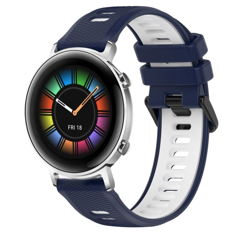 For Huawei Watch GT2 42mm 20mm Sports Two-Color Silicone Watch Band(Midnight Blue+White) -  by PMC TechLife | Online Shopping South Africa | PMC TechLife