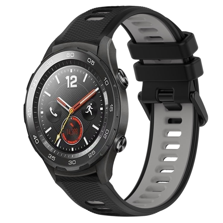 For Huawei Watch 2 20mm Sports Two-Color Silicone Watch Band(Black+Grey) - Smart Wear by PMC TechLife | Online Shopping South Africa | PMC TechLife