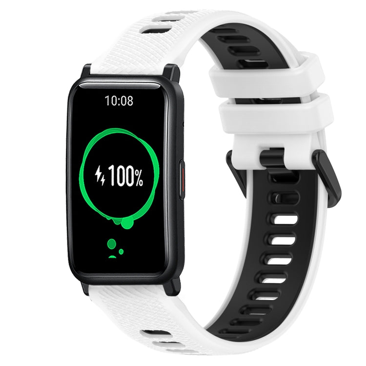 For Honor Watch ES 20mm Sports Two-Color Silicone Watch Band(White+Black) - Smart Wear by PMC TechLife | Online Shopping South Africa | PMC TechLife