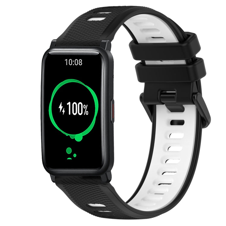 For Honor Watch ES 20mm Sports Two-Color Silicone Watch Band(Black+White) - Smart Wear by PMC TechLife | Online Shopping South Africa | PMC TechLife
