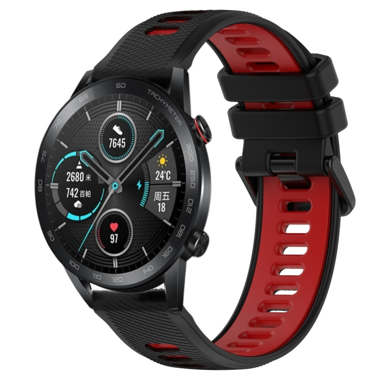 For Honor Magic Watch2 42mm 20mm Sports Two-Color Silicone Watch Band(Black+Red) - Smart Wear by PMC TechLife | Online Shopping South Africa | PMC TechLife
