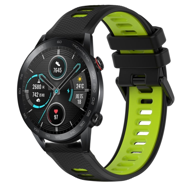 For Honor Magic Watch2 42mm 20mm Sports Two-Color Silicone Watch Band(Black+Green) - Smart Wear by PMC TechLife | Online Shopping South Africa | PMC TechLife