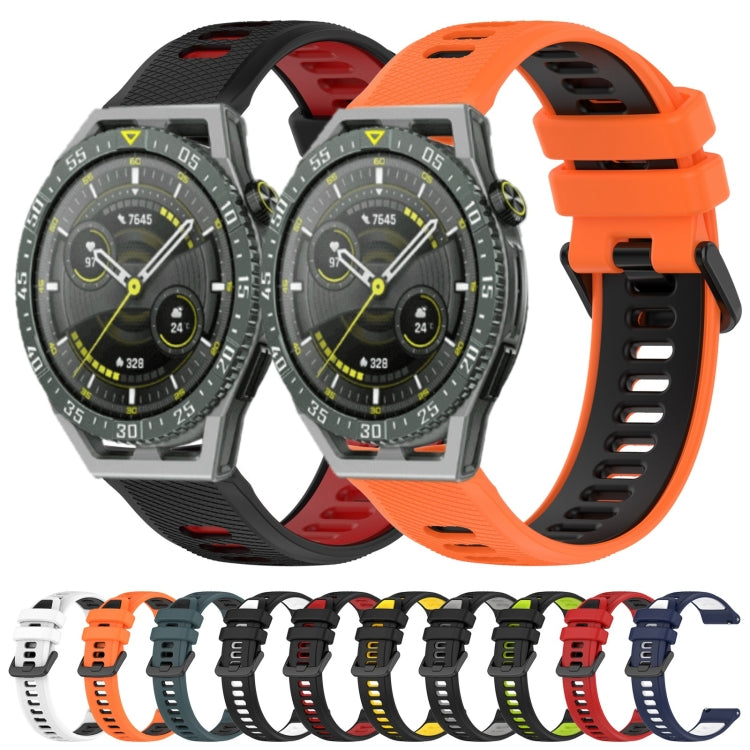 For Huawei Watch GT3 SE 22mm Sports Two-Color Silicone Watch Band(Black+Green) - Smart Wear by PMC TechLife | Online Shopping South Africa | PMC TechLife