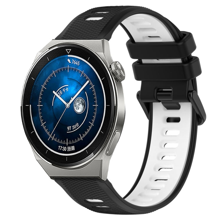 For Huawei Watch GT3 Pro 46mm 22mm Sports Two-Color Silicone Watch Band(Black+White) - Smart Wear by PMC TechLife | Online Shopping South Africa | PMC TechLife