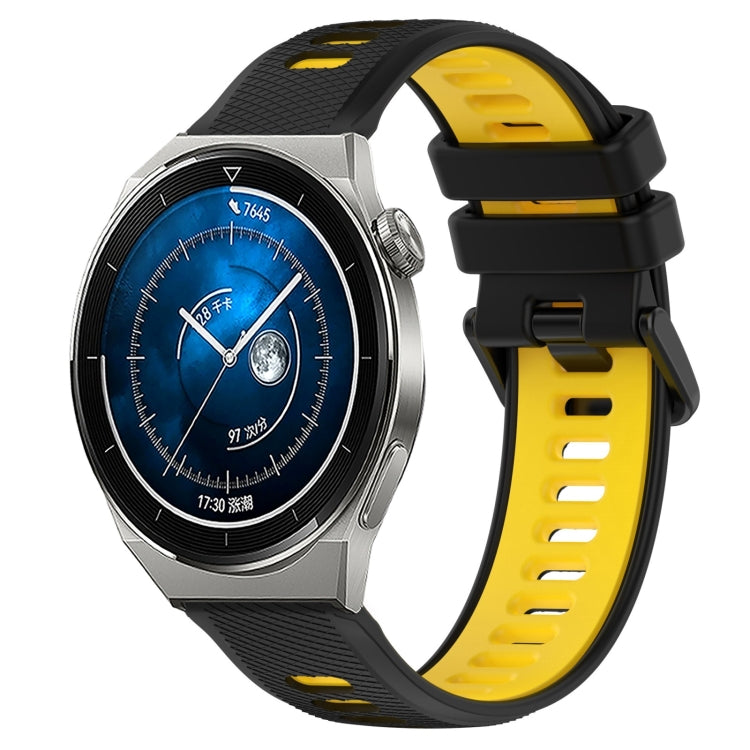 For Huawei Watch GT3 Pro 46mm 22mm Sports Two-Color Silicone Watch Band(Black+Yellow) - Smart Wear by PMC TechLife | Online Shopping South Africa | PMC TechLife