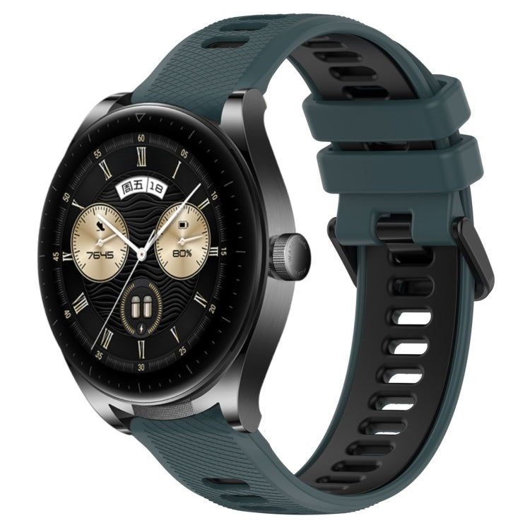 For Huawei Watch Buds 22mm Sports Two-Color Silicone Watch Band(Olive Green+Black) - Smart Wear by PMC TechLife | Online Shopping South Africa | PMC TechLife