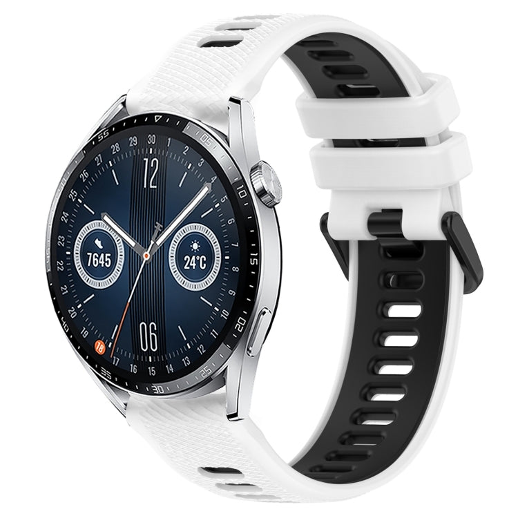 For Huawei Watch GT3 46mm 22mm Sports Two-Color Silicone Watch Band(White+Black) - Smart Wear by PMC TechLife | Online Shopping South Africa | PMC TechLife