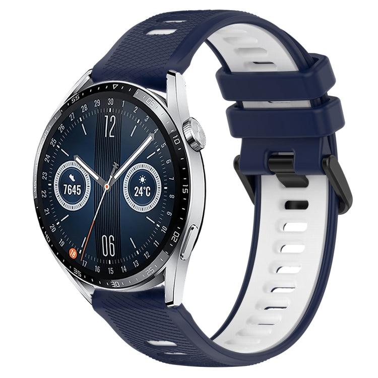 For Huawei Watch GT3 46mm 22mm Sports Two-Color Silicone Watch Band(Midnight Blue+White) - Smart Wear by PMC TechLife | Online Shopping South Africa | PMC TechLife