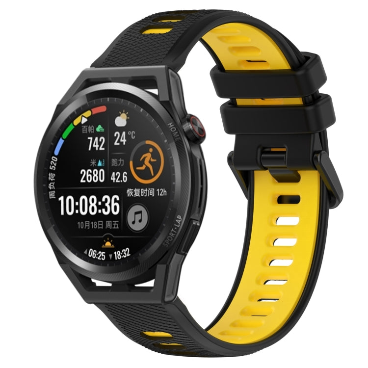 For Huawei Watch GT Runner 22mm Sports Two-Color Silicone Watch Band(Black+Yellow) -  by PMC TechLife | Online Shopping South Africa | PMC TechLife