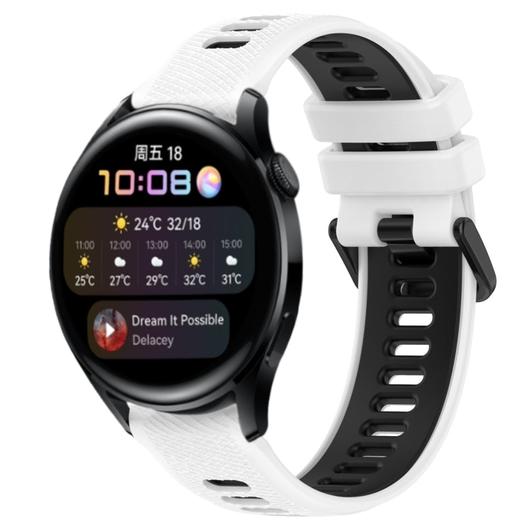 For Huawei Watch 3 22mm Sports Two-Color Silicone Watch Band(White+Black) - Smart Wear by PMC TechLife | Online Shopping South Africa | PMC TechLife