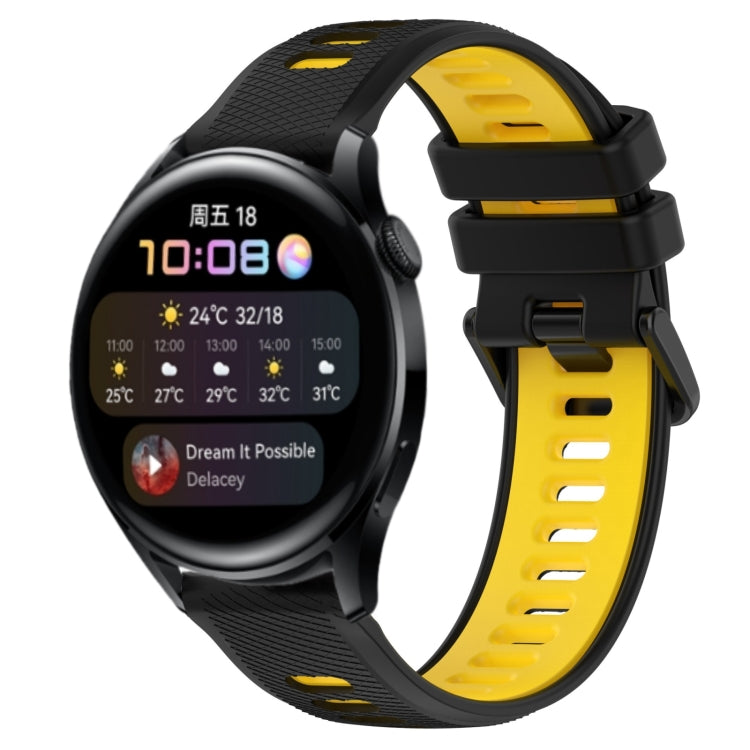 For Huawei Watch 3 22mm Sports Two-Color Silicone Watch Band(Black+Yellow) - Smart Wear by PMC TechLife | Online Shopping South Africa | PMC TechLife