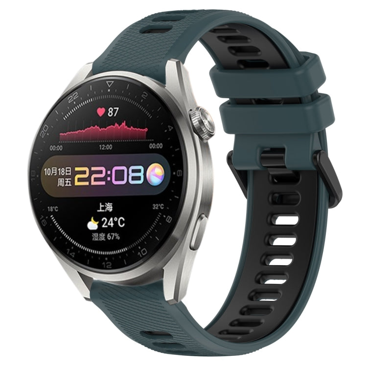 For Huawei Watch 3 Pro 22mm Sports Two-Color Silicone Watch Band(Olive Green+Black) - Smart Wear by PMC TechLife | Online Shopping South Africa | PMC TechLife