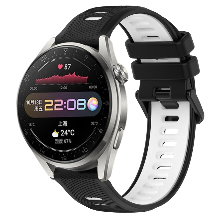 For Huawei Watch 3 Pro 22mm Sports Two-Color Silicone Watch Band(Black+White) - Smart Wear by PMC TechLife | Online Shopping South Africa | PMC TechLife
