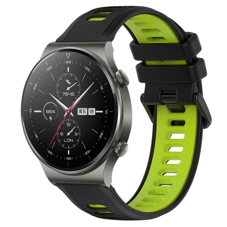 For Huawei GT2 Pro 22mm Sports Two-Color Silicone Watch Band(Black+Green) - Smart Wear by PMC TechLife | Online Shopping South Africa | PMC TechLife