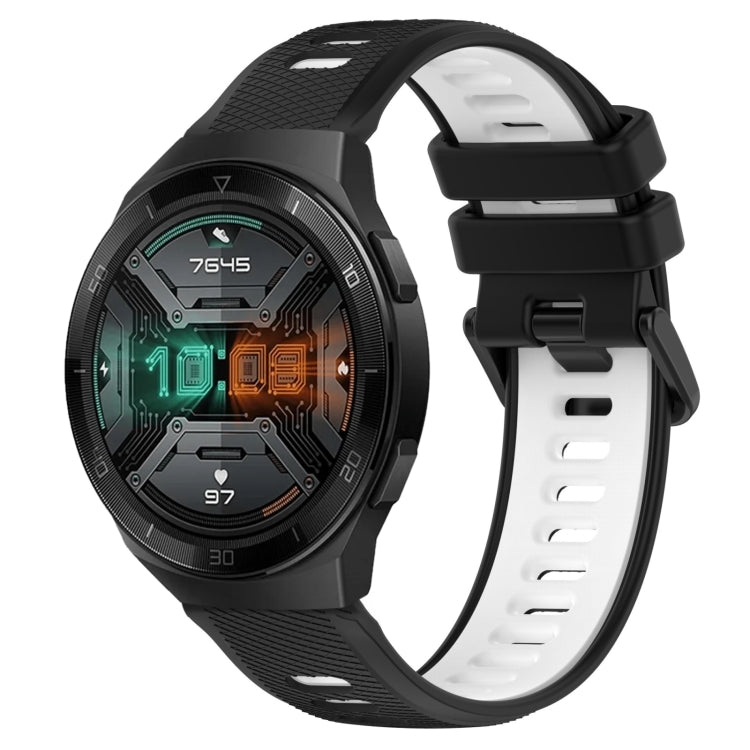 For Huawei Watch GT 2E 22mm Sports Two-Color Silicone Watch Band(Black+White) - Smart Wear by PMC TechLife | Online Shopping South Africa | PMC TechLife