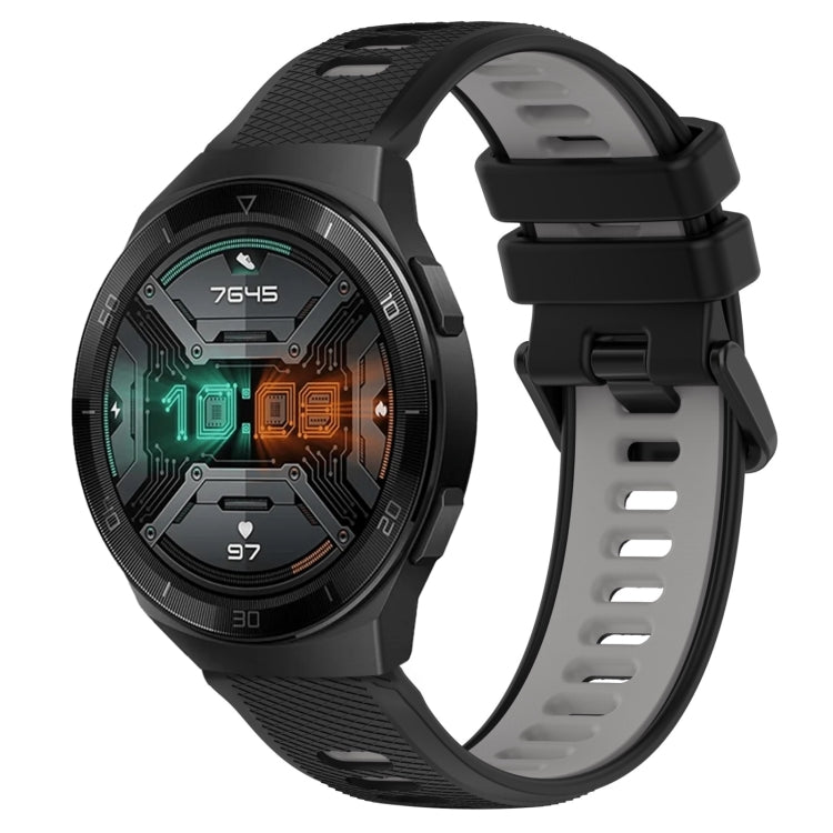 For Huawei Watch GT 2E 22mm Sports Two-Color Silicone Watch Band(Black+Grey) - Smart Wear by PMC TechLife | Online Shopping South Africa | PMC TechLife