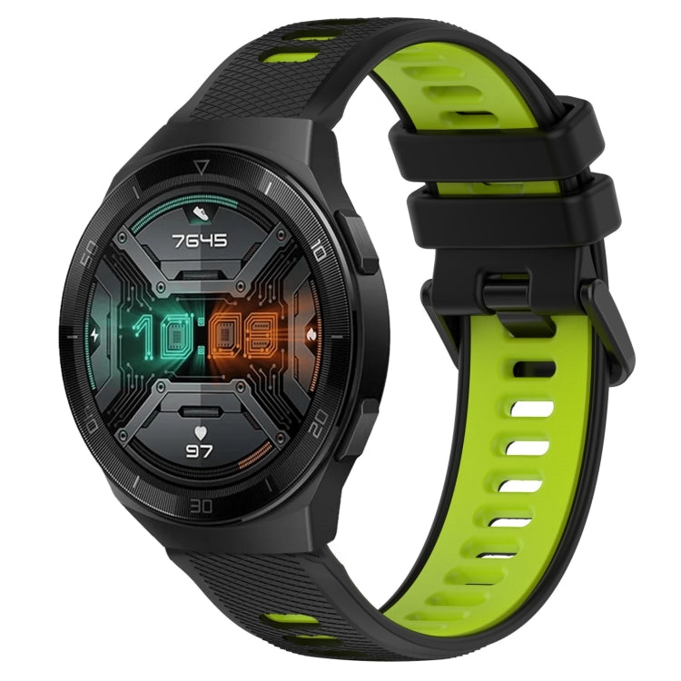 For Huawei Watch GT 2E 22mm Sports Two-Color Silicone Watch Band(Black+Green) - Watch Bands by PMC TechLife | Online Shopping South Africa | PMC TechLife