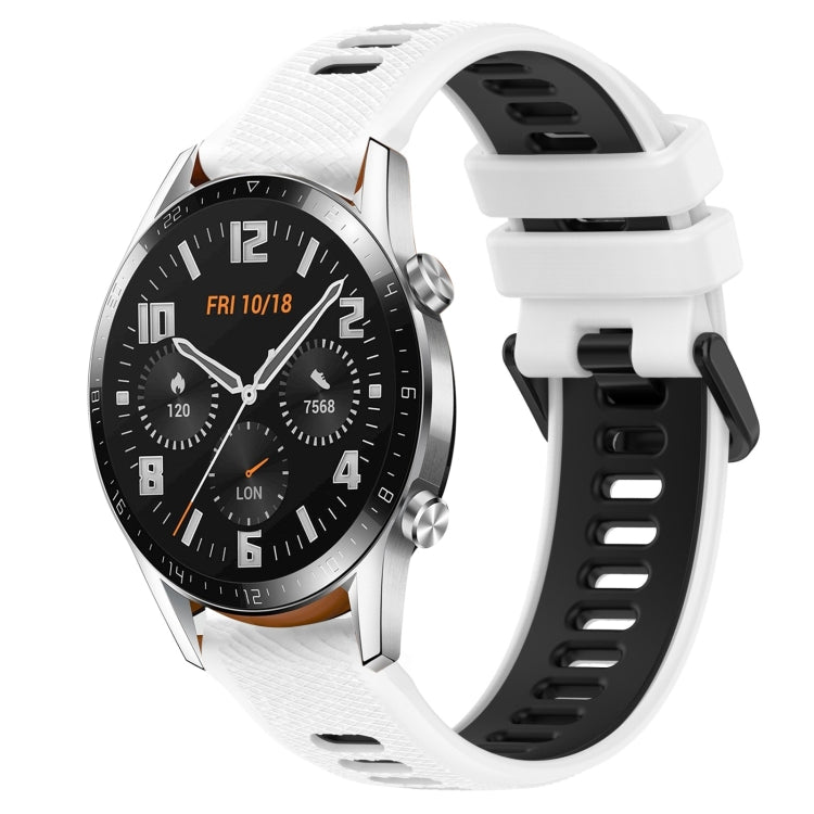 For Huawei GT2 46mm 22mm Sports Two-Color Silicone Watch Band(White+Black) - Smart Wear by PMC TechLife | Online Shopping South Africa | PMC TechLife