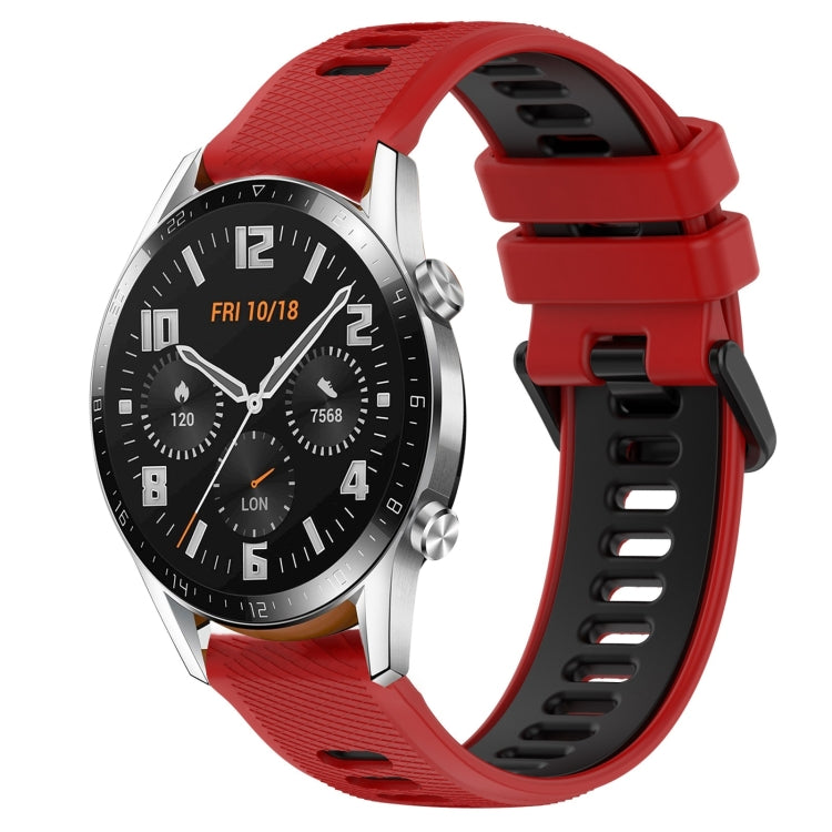 For Huawei GT2 46mm 22mm Sports Two-Color Silicone Watch Band(Red+Black) - Smart Wear by PMC TechLife | Online Shopping South Africa | PMC TechLife