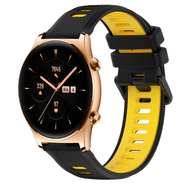 For Honor Watch GS 3 22mm Sports Two-Color Silicone Watch Band(Black+Yellow) - Smart Wear by PMC TechLife | Online Shopping South Africa | PMC TechLife