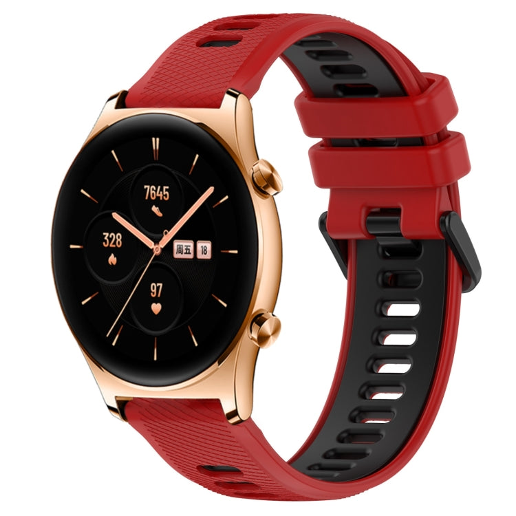 For Honor Watch GS 3 22mm Sports Two-Color Silicone Watch Band(Red+Black) - Smart Wear by PMC TechLife | Online Shopping South Africa | PMC TechLife
