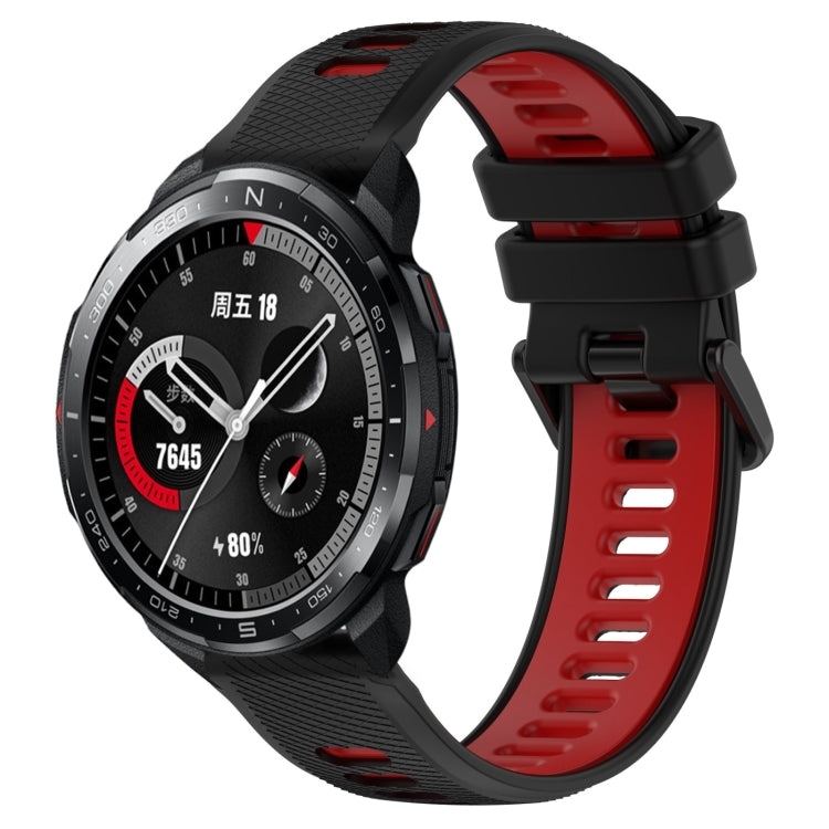 For Honor Watch GS Pro 22mm Sports Two-Color Silicone Watch Band(Black+Red) - Smart Wear by PMC TechLife | Online Shopping South Africa | PMC TechLife