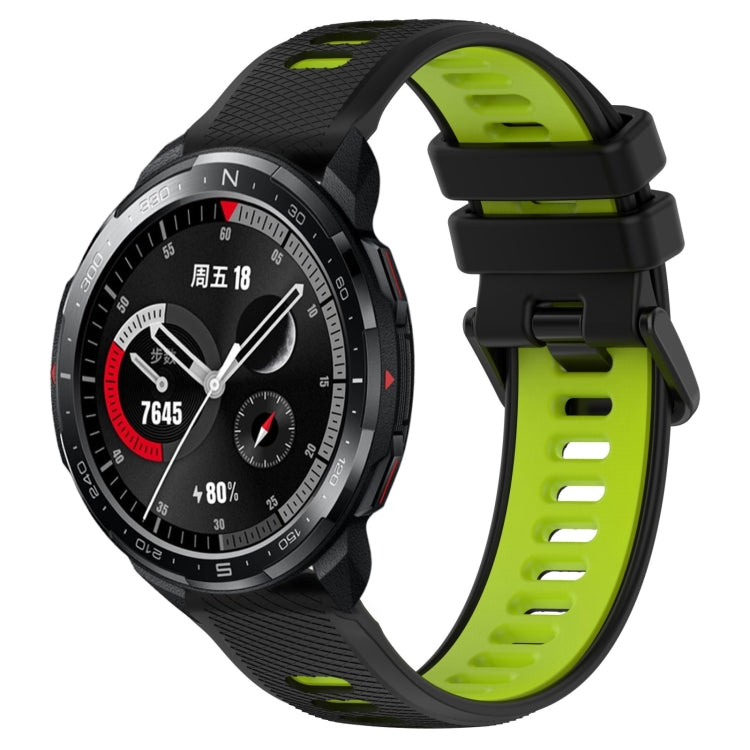 For Honor Watch GS Pro 22mm Sports Two-Color Silicone Watch Band(Black+Green) - Smart Wear by PMC TechLife | Online Shopping South Africa | PMC TechLife