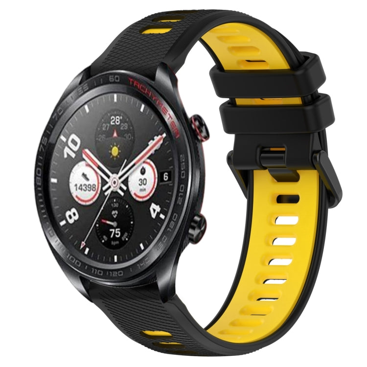 For Honor Watch Dream 22mm Sports Two-Color Silicone Watch Band(Black+Yellow) - Smart Wear by PMC TechLife | Online Shopping South Africa | PMC TechLife