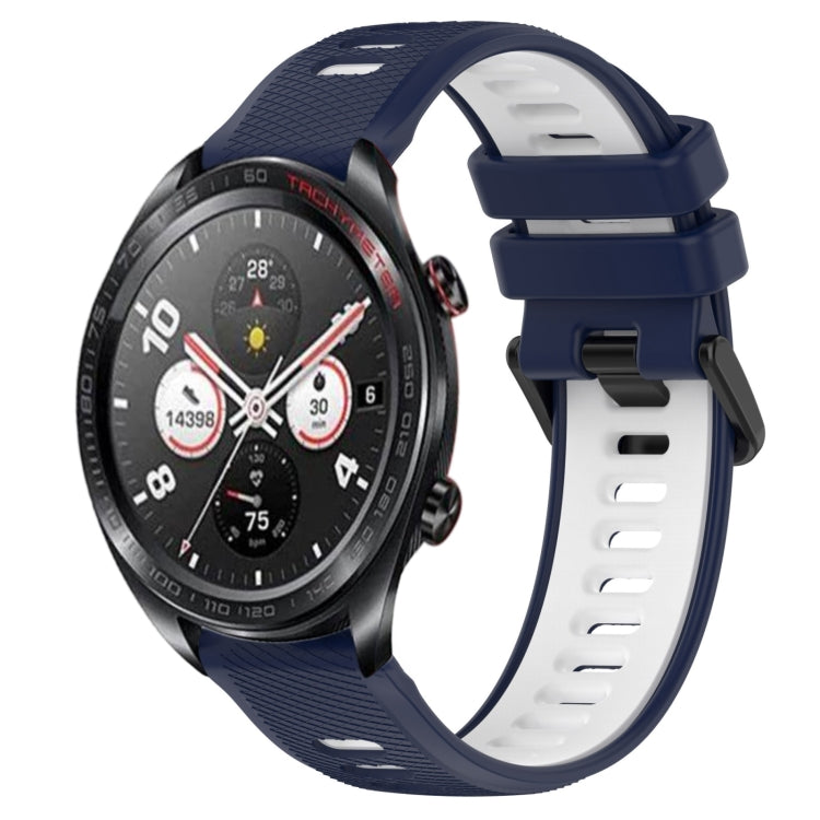 For Honor Watch Dream 22mm Sports Two-Color Silicone Watch Band(Midnight Blue+White) - Smart Wear by PMC TechLife | Online Shopping South Africa | PMC TechLife