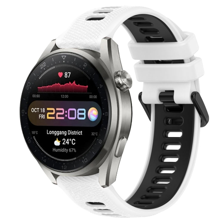 For Huawei Watch 3 Pro New 22mm Sports Two-Color Silicone Watch Band(White+Black) - Smart Wear by PMC TechLife | Online Shopping South Africa | PMC TechLife