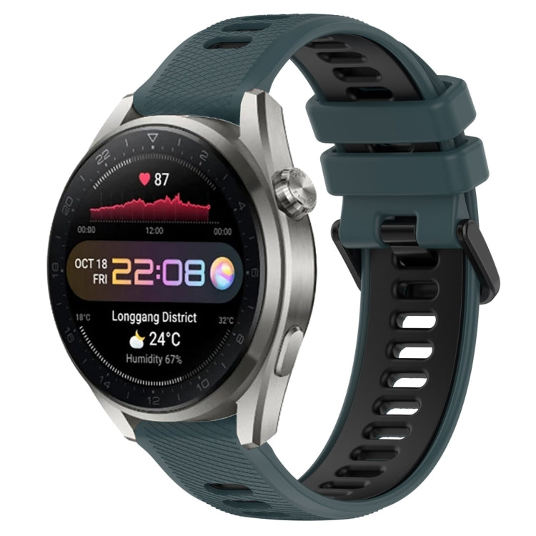 For Huawei Watch 3 Pro New 22mm Sports Two-Color Silicone Watch Band(Olive Green+Black) - Smart Wear by PMC TechLife | Online Shopping South Africa | PMC TechLife