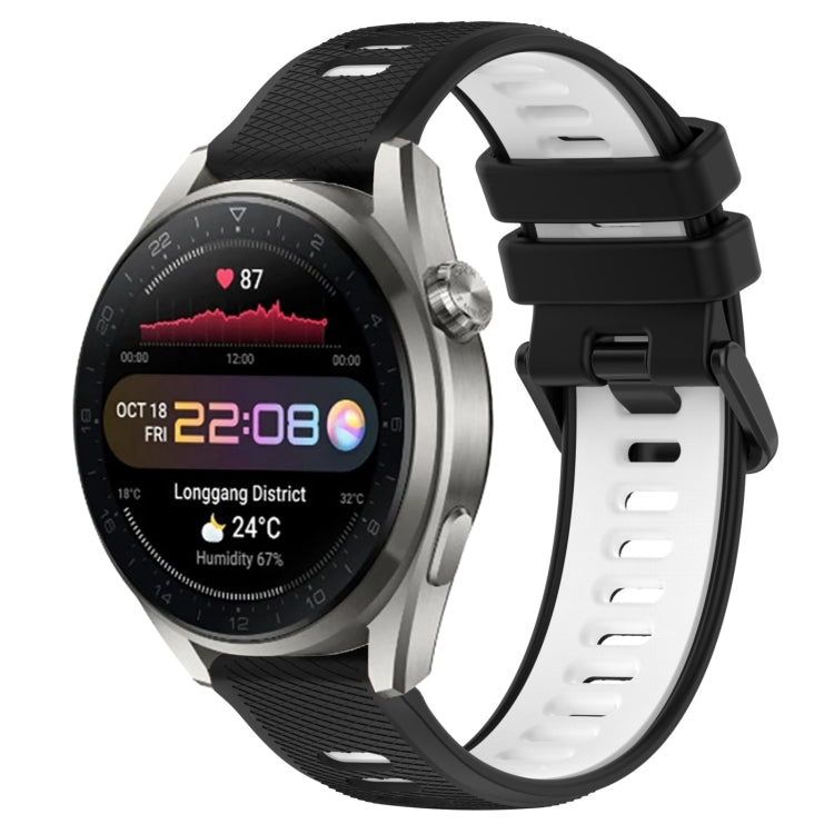 For Huawei Watch 3 Pro New 22mm Sports Two-Color Silicone Watch Band(Black+White) - Smart Wear by PMC TechLife | Online Shopping South Africa | PMC TechLife