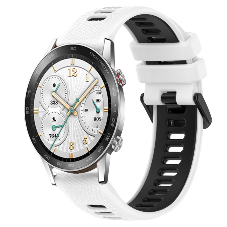 For Honor Watch GS 3i 22mm Sports Two-Color Silicone Watch Band(White+Black) - Smart Wear by PMC TechLife | Online Shopping South Africa | PMC TechLife