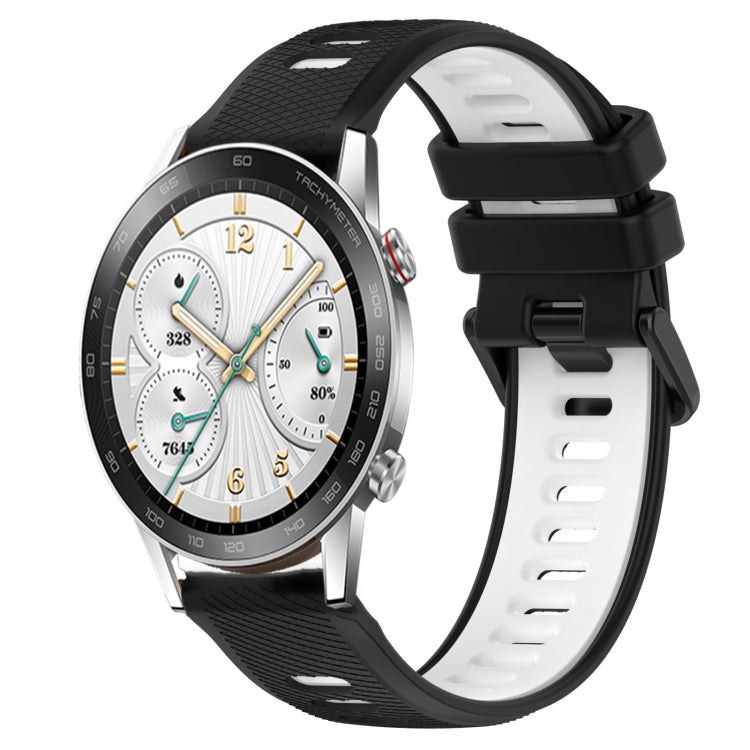 For Honor Watch GS 3i 22mm Sports Two-Color Silicone Watch Band(Black+White) - Smart Wear by PMC TechLife | Online Shopping South Africa | PMC TechLife