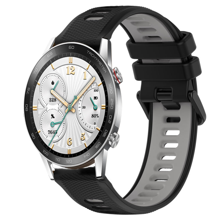 For Honor Watch GS 3i 22mm Sports Two-Color Silicone Watch Band(Black+Grey) -  by PMC TechLife | Online Shopping South Africa | PMC TechLife