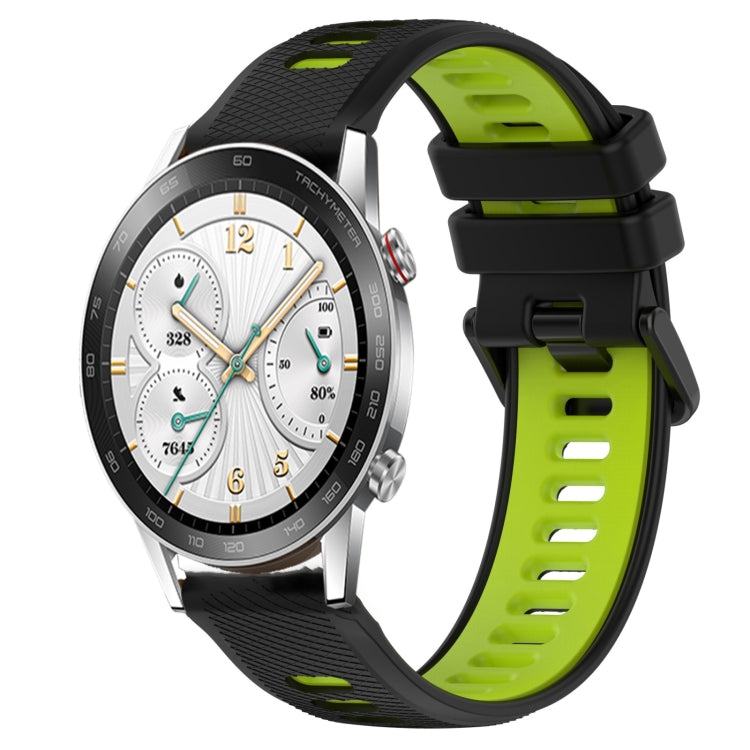 For Honor Watch GS 3i 22mm Sports Two-Color Silicone Watch Band(Black+Green) - Smart Wear by PMC TechLife | Online Shopping South Africa | PMC TechLife