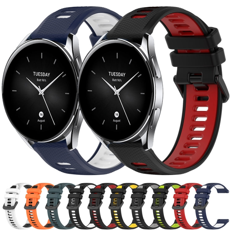 For Xiaomi MI Watch S1 22mm Sports Two-Color Silicone Watch Band(Orange+Black) - Smart Wear by PMC TechLife | Online Shopping South Africa | PMC TechLife