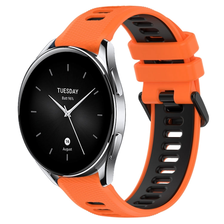 For Xiaomi Watch S2 46mm 22mm Sports Two-Color Silicone Watch Band(Orange+Black) - Smart Wear by PMC TechLife | Online Shopping South Africa | PMC TechLife