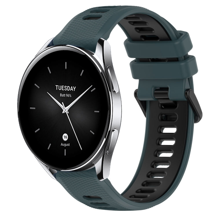 For Xiaomi Watch S2 46mm 22mm Sports Two-Color Silicone Watch Band(Olive Green+Black) - Smart Wear by PMC TechLife | Online Shopping South Africa | PMC TechLife