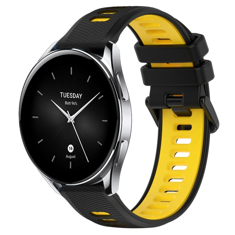 For Xiaomi Watch S2 46mm 22mm Sports Two-Color Silicone Watch Band(Black+Yellow) - Smart Wear by PMC TechLife | Online Shopping South Africa | PMC TechLife
